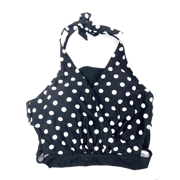 Unique & Classic Retro Polka Dot One Piece Swimsuit Halter Neck Black/White Sz M - Picture 4 of 6